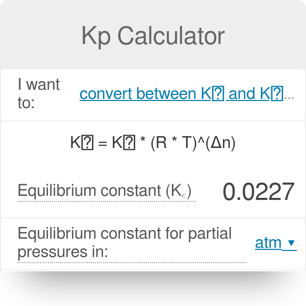 Kp Calculator Equilibrium Constant