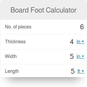 Board Foot Conversion Chart