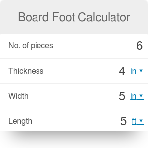 Board Feet Calculator Chart