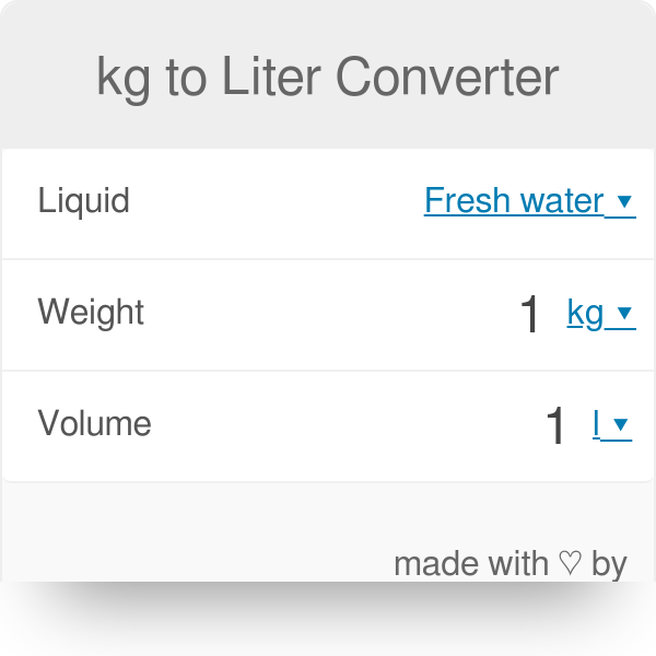 1 Kg To 1 Liter Oil