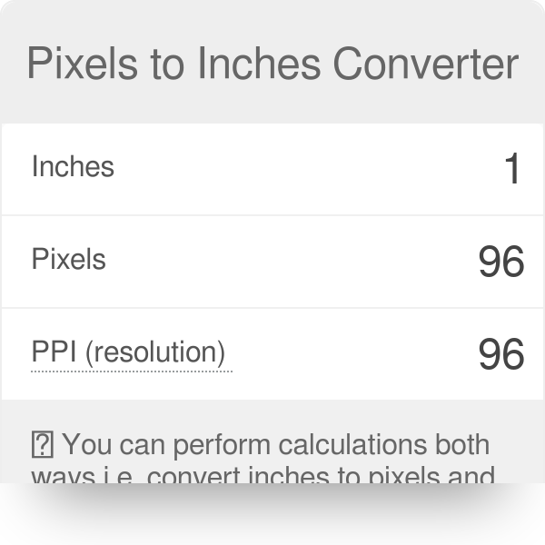 pixels equal inches