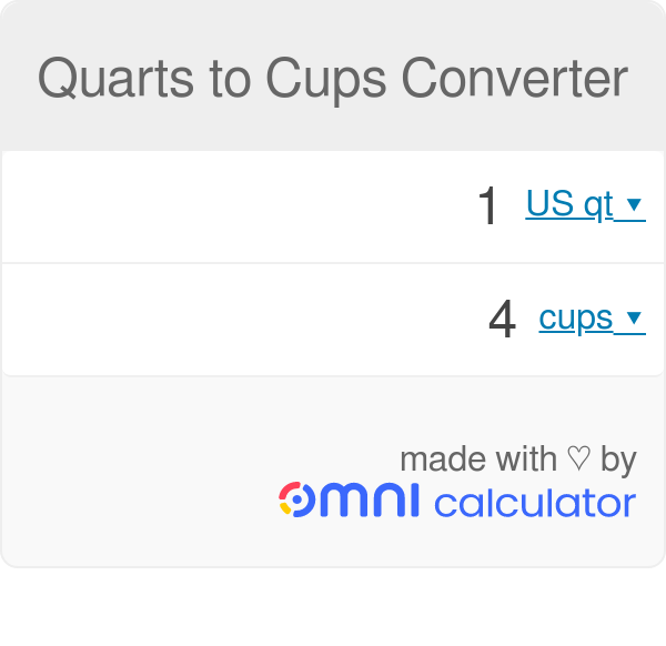 Convert 2 Quarts To Cups