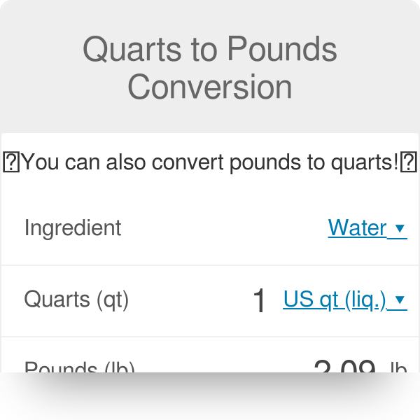 Quarts to Pounds Conversion