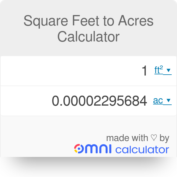 Feet convert acres to square Acres to