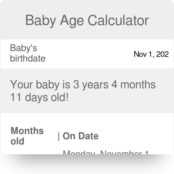 baby age calculator in months and weeks