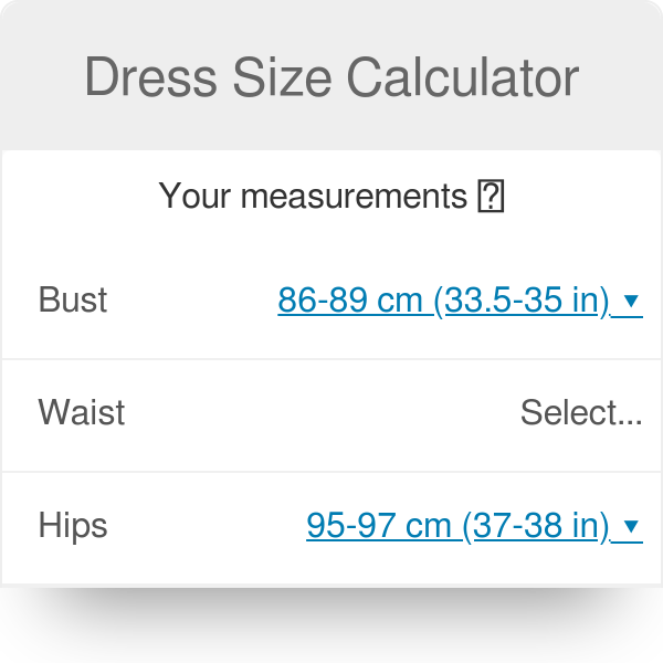 Borde Gracias firma Dress Size Calculator