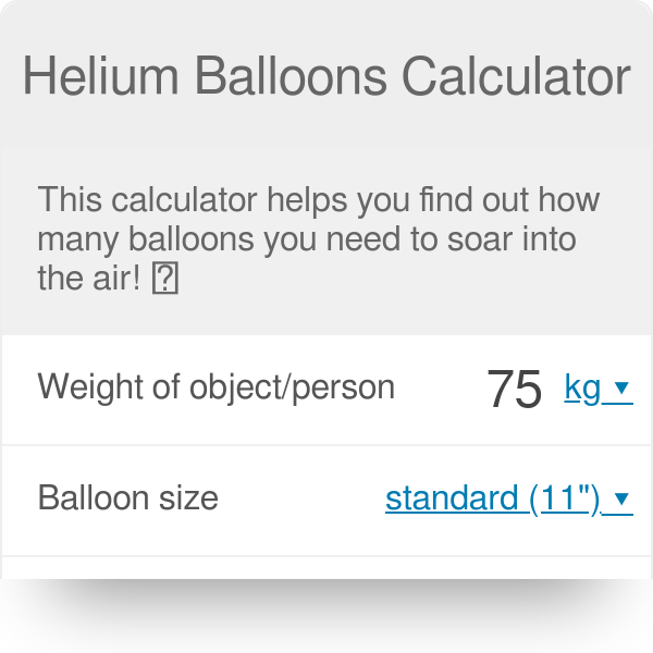 Helium Tank Capacity Chart