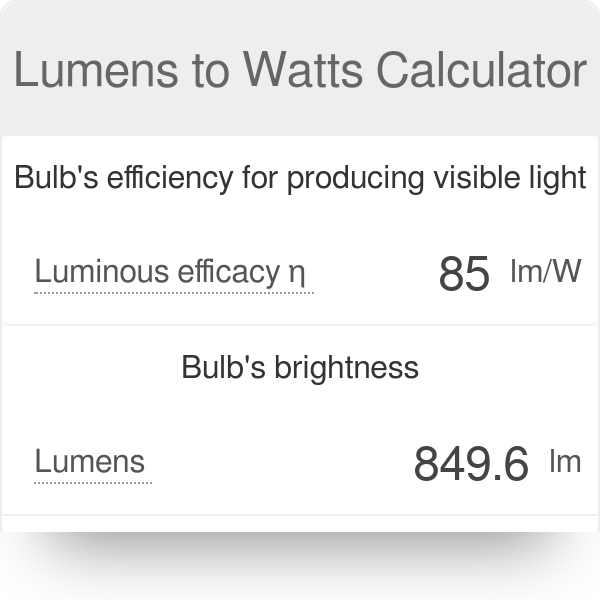 nødvendig Gym Knop Lumens to Watts Calculator - LED, Bulbs, Tubes