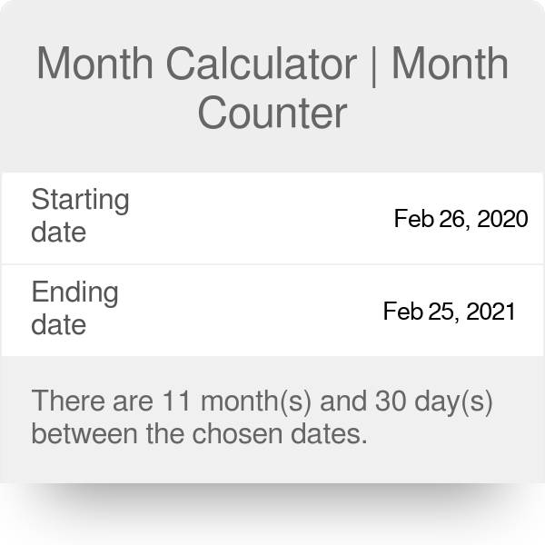 Date calculator store in months