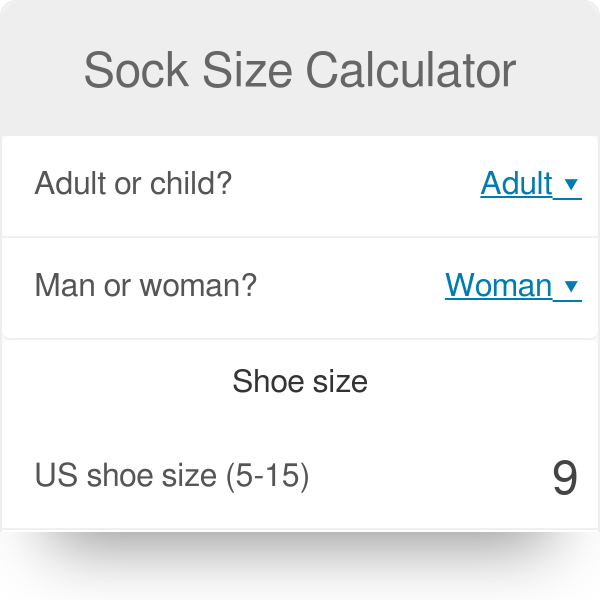 Sock Size Calculator | Sock Sizes Charts