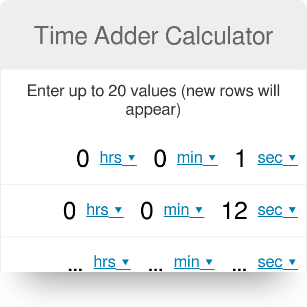 Time adder store calculator