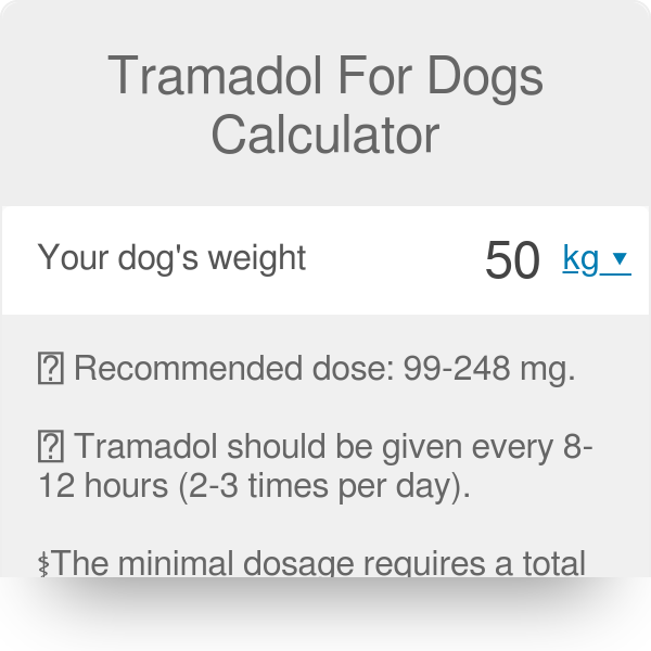 Tramadol For Dogs Calculator