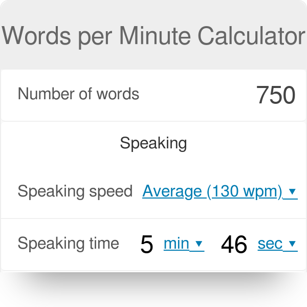 how many words per minute speech calculator