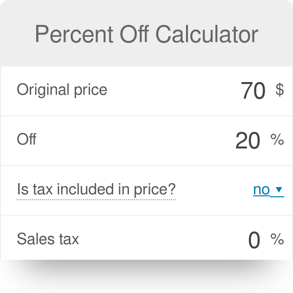 30 Percent Off Chart