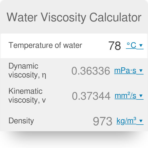 Viscosity converter outlet calculator