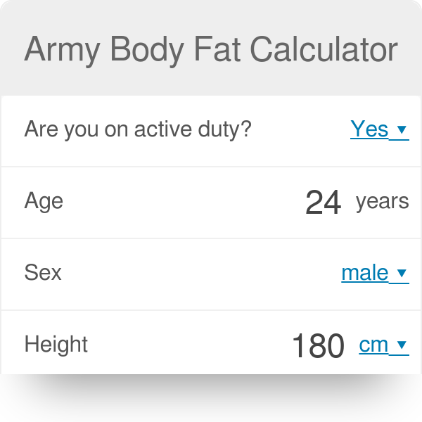 army body fat percentages