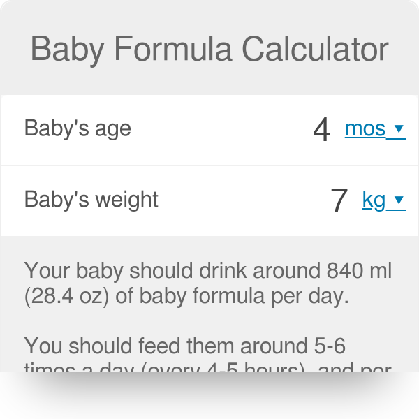 Youth Zeal moat Baby Formula Calculator - How Many Ounces to Feed Baby Chart