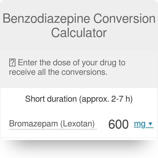 Benzodiazepine Conversion Chart Uk