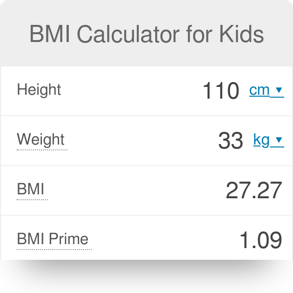 bmi children calculation