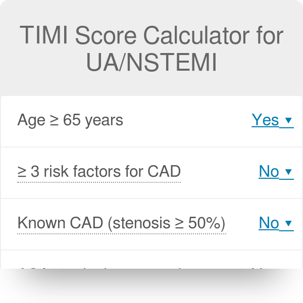 TIMI Score Calculator for UA/NSTEMI