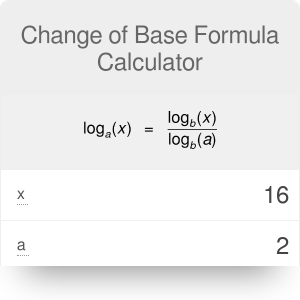 Son cocaína Centro de producción Change of Base Formula Calculator