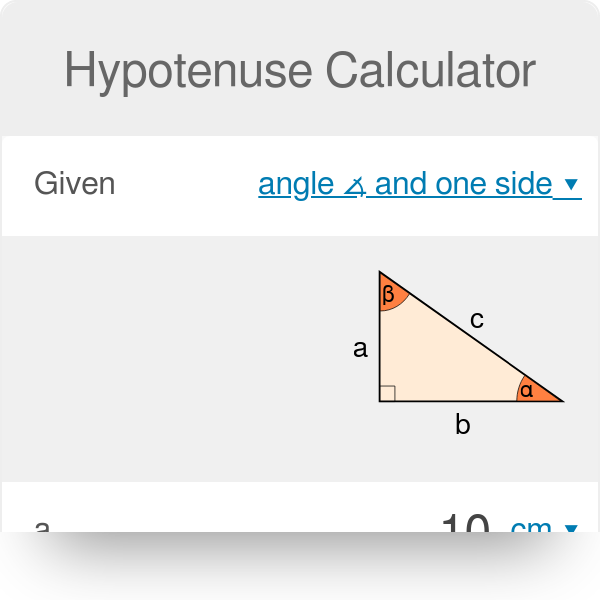 Hypotenuse Of A Triangle Calculator Formulas