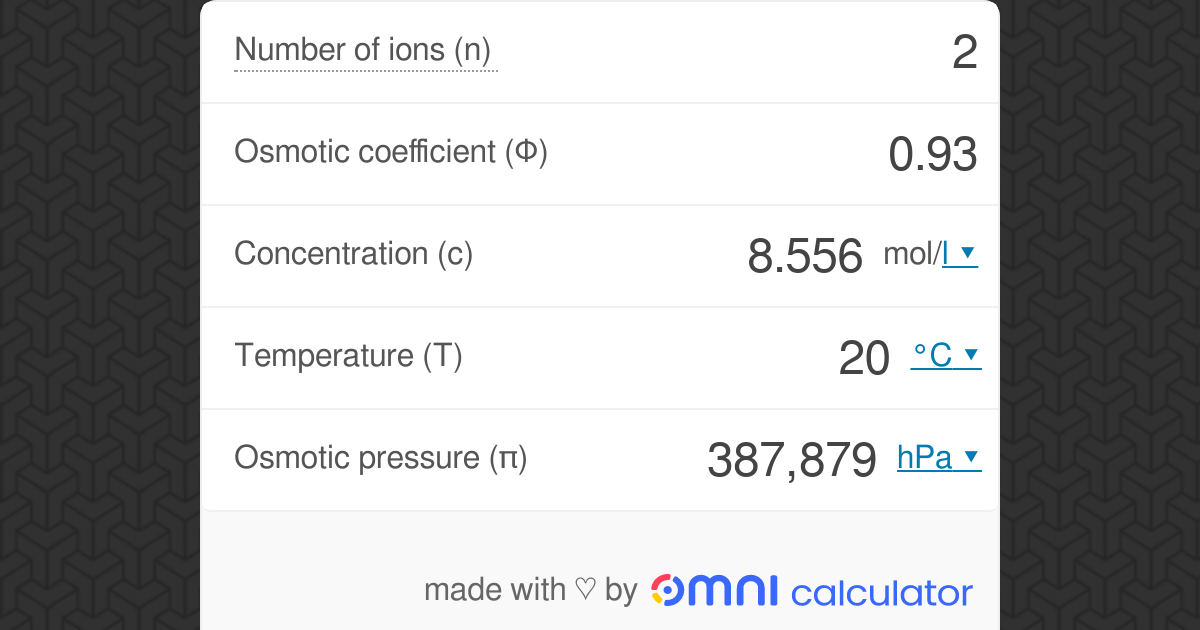 Osmotic Pressure Calculator Omni