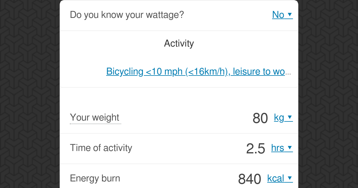 Calories Burned Biking Calculator - Omni