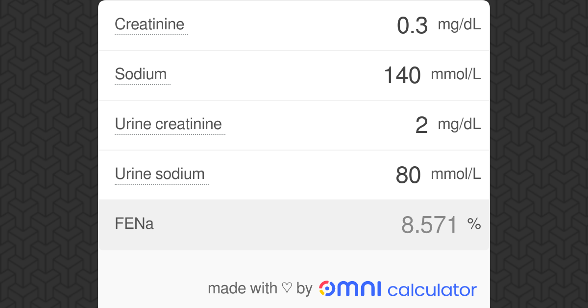 FENa Calculator (Fractional Excretion of Sodium) - Omni