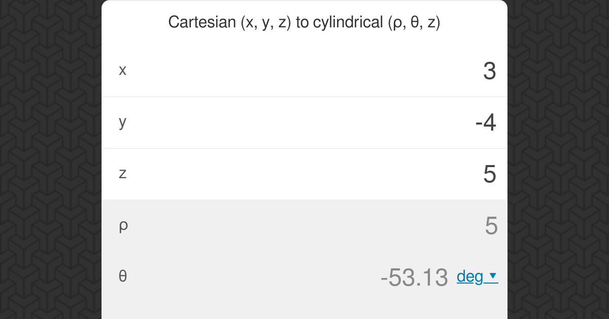 Cylindrical Coordinates Calculator Omni