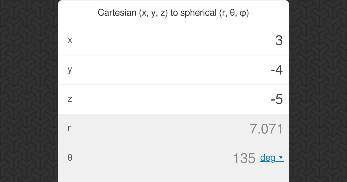 Spherical Coordinates Calculator Omni