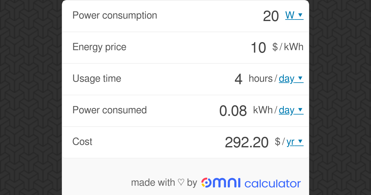 Electricity Cost Calculator Omni