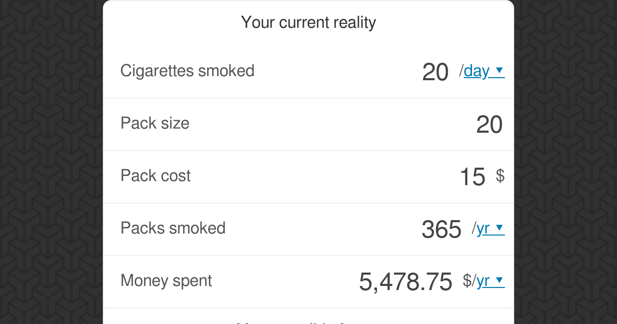 stop smoking health calculator stop smoking health calculator