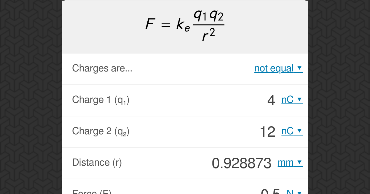 Coulomb's Law Calculator Omni