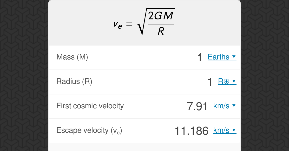 Escape Velocity Calculator Omni