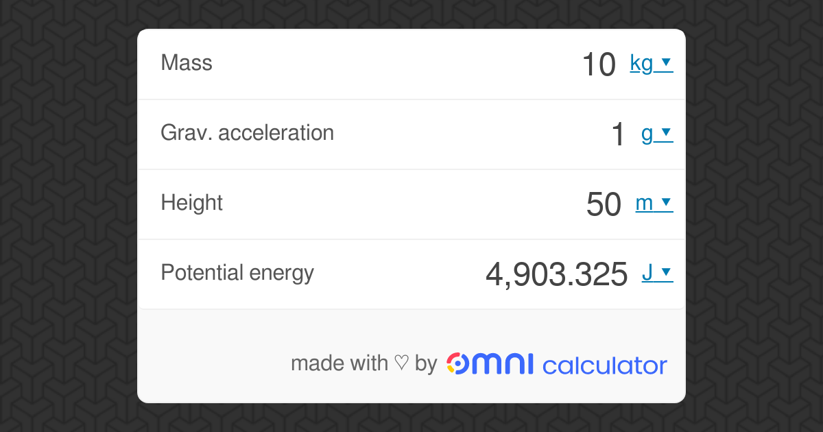 Potential Energy Calculator - Omni