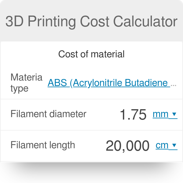 3D Printing Cost Calculator