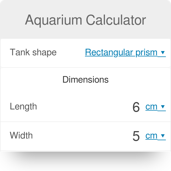 Fish Tank Size Chart