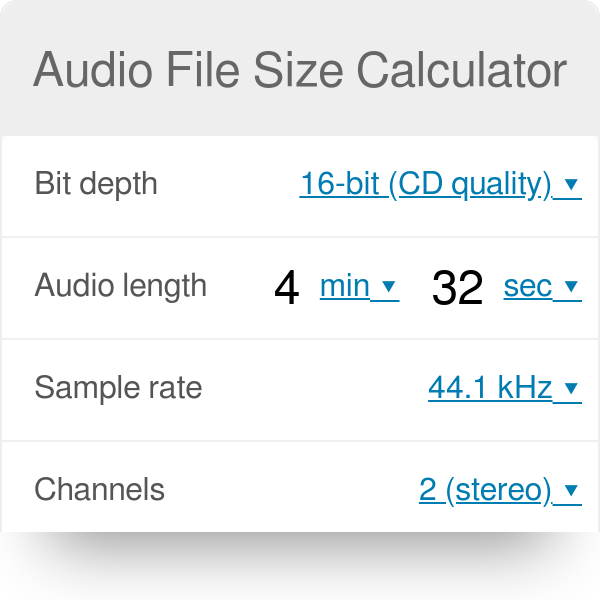 Audio File Size Calculator
