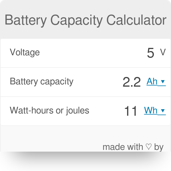 Soberano suma aceptable Battery Capacity Calculator