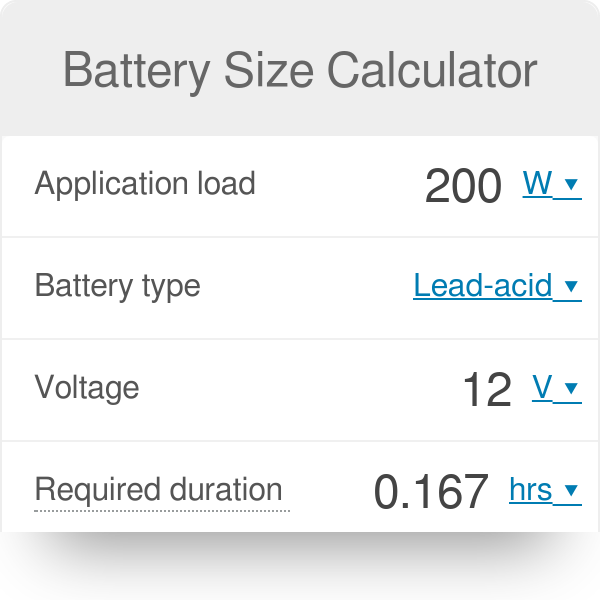 Tijdreeksen spade Discrimineren Battery Size Calculator