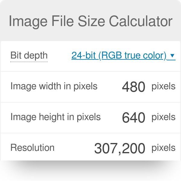 Image File Size Calculator Pixels