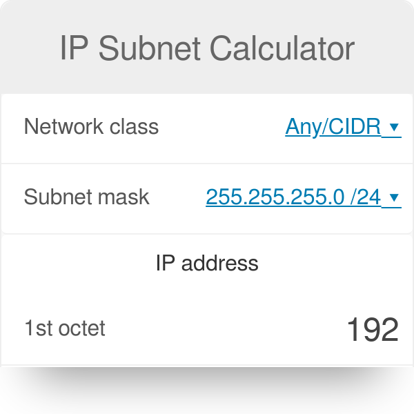 Tesauro elemento Empleado IP Subnet Calculator