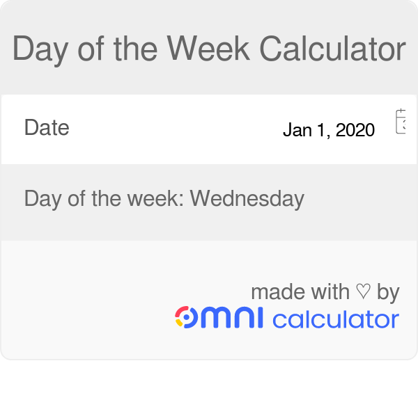Calculator day Week Calculator:
