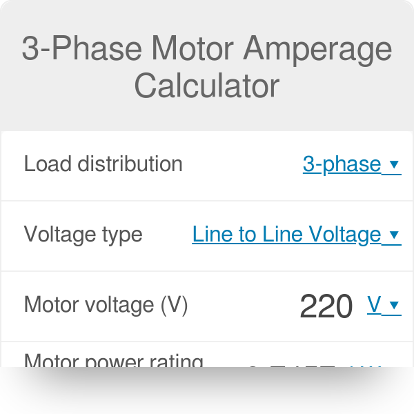3-Phase Motor Amperage Calculator