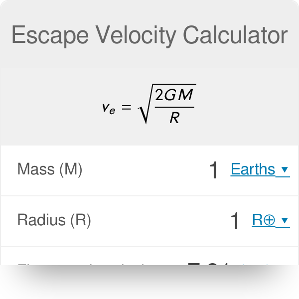 Escape velocity formula