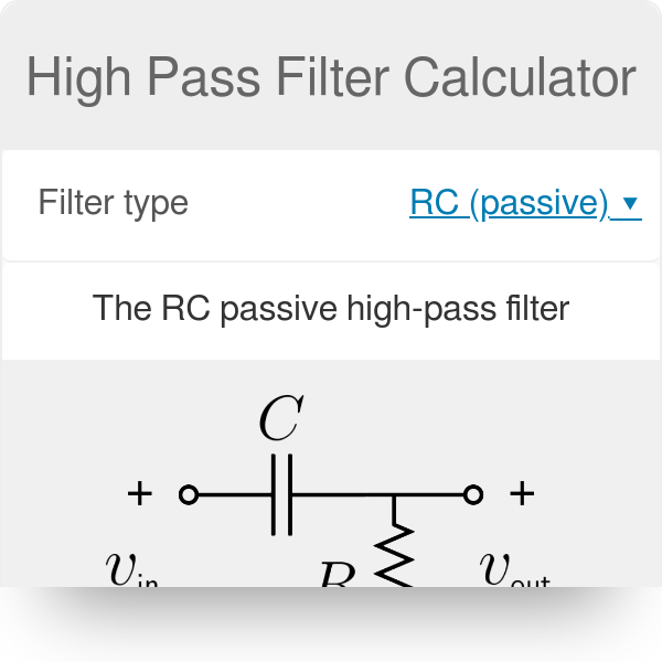 diario Obstinado estas High Pass Filter Calculator