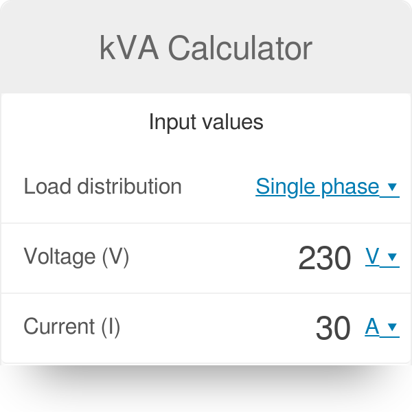 lavanda Nuclear Renunciar kVA Calculator