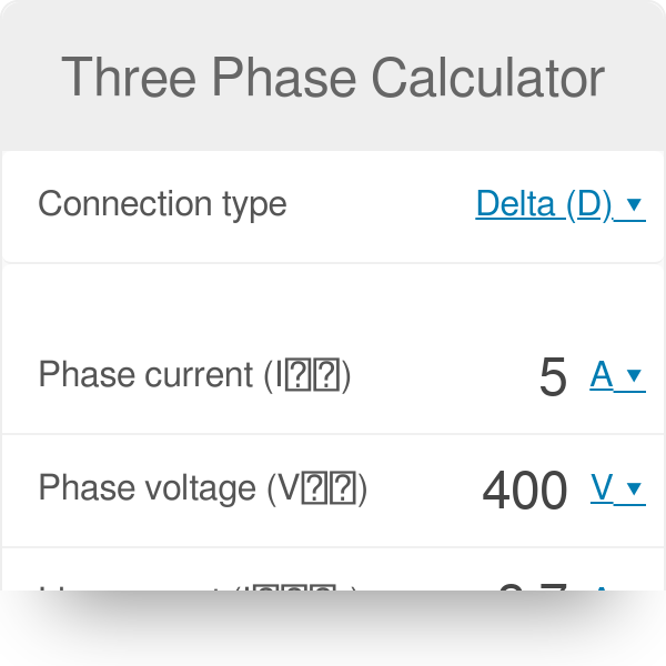 Three Phase Calculator - AC Power Calculation