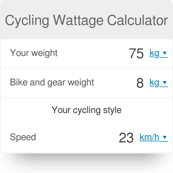 Cycling Wattage Calculator Omni